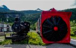 WPYR 52 and the railroad's Rotary Snow Plow on display near the station 